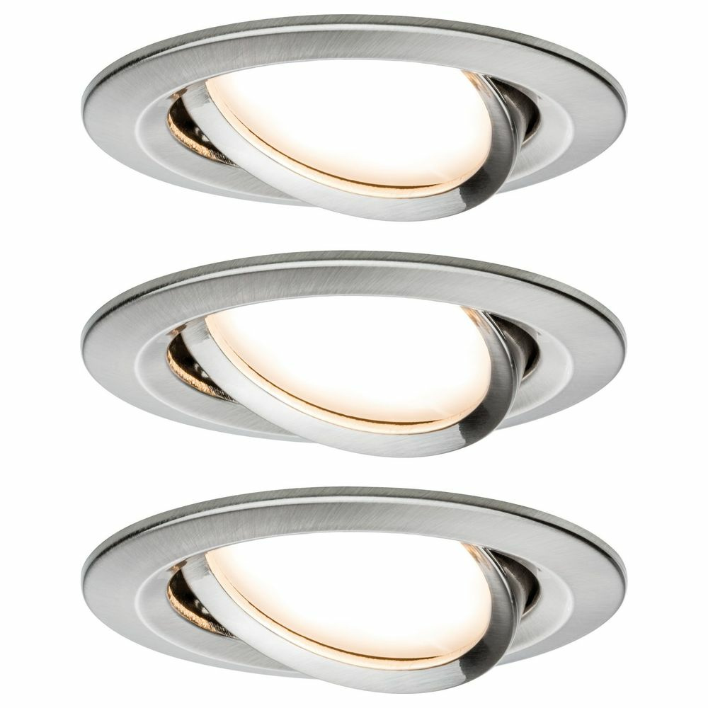Premium LED Einbauspot Slim Coin, schwenkbar, dimmbar, eisen gebrstet, 3er Set