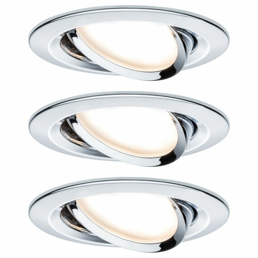 Premium LED Einbauspot Slim Coin, schwenkbar, dimmbar, chrom, 3er Set