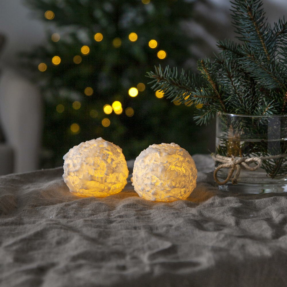 LED Kerze Snowball in Wei 2x 0,03W